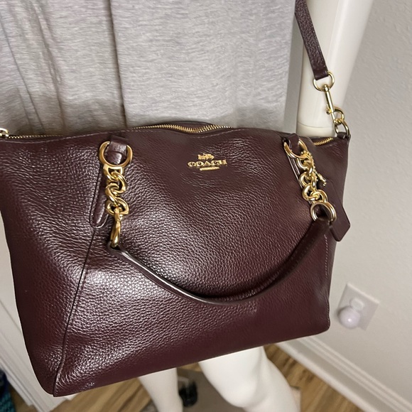 Coach Mini Kelsey Oxblood Pebbled Leather Satchel - Picture 6 of 10